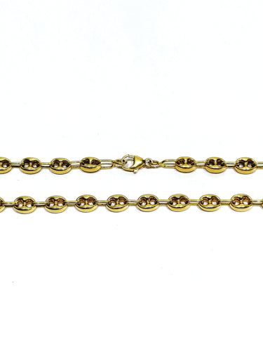 Collier Chaîne maille grain de café en or jaune 18 carats 58 Facettes