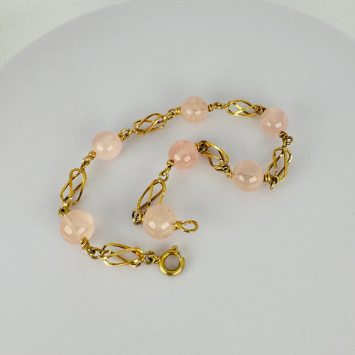 Bracelet Bracelet en or jaune orné de quartz rose, un bijou d'une beauté exceptionnelle. 58 Facettes 2508034