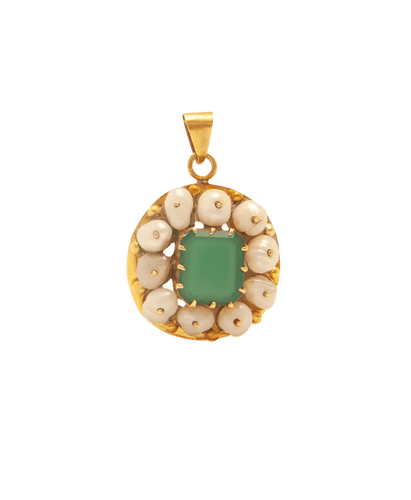 Pendentif Or 18K Émeraude Perle