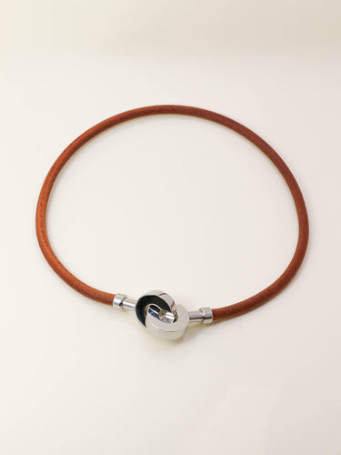 HERMES Collier Bracelet Lancelot cuir marron 58 Facettes 1206.11
