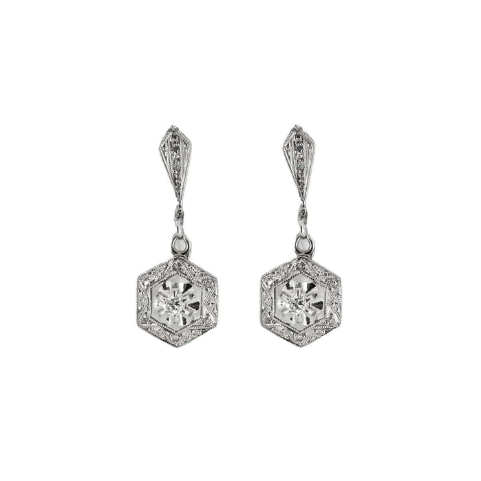 Boucles d'oreilles Boucles d'oreilles Art Déco or blanc diamants 58 Facettes