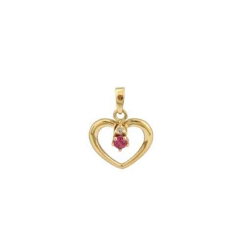 Pendentif Pendentif coeur en or jaune, diamant et rubis 58 Facettes 32309