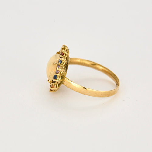 Bague Bague or jaune, opale 5cts, saphirs multicolores 58 Facettes