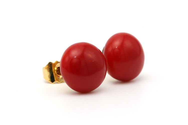 Boucles d'oreilles Boucles d'oreilles Art Déco serties de corail en or jaune 18 carats 58 Facettes B798