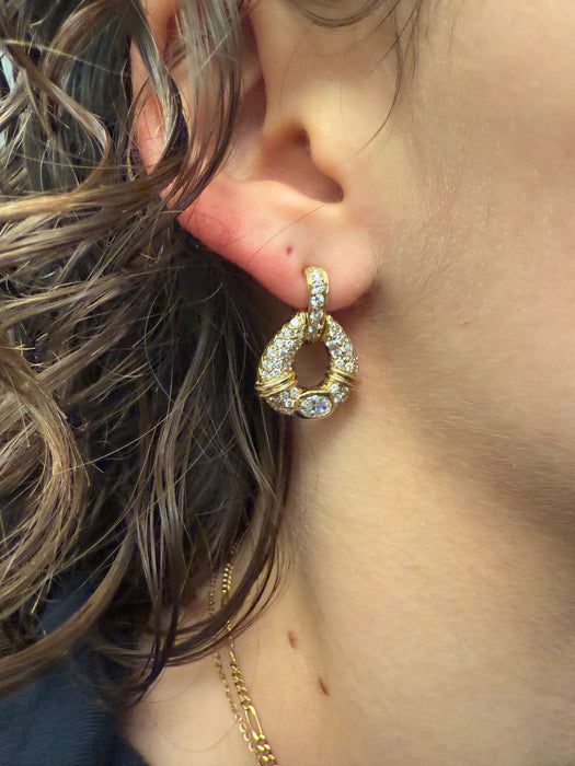 Boucles d'oreilles or jaune avec diamants naturels de 2,50 carats certifiés HRD