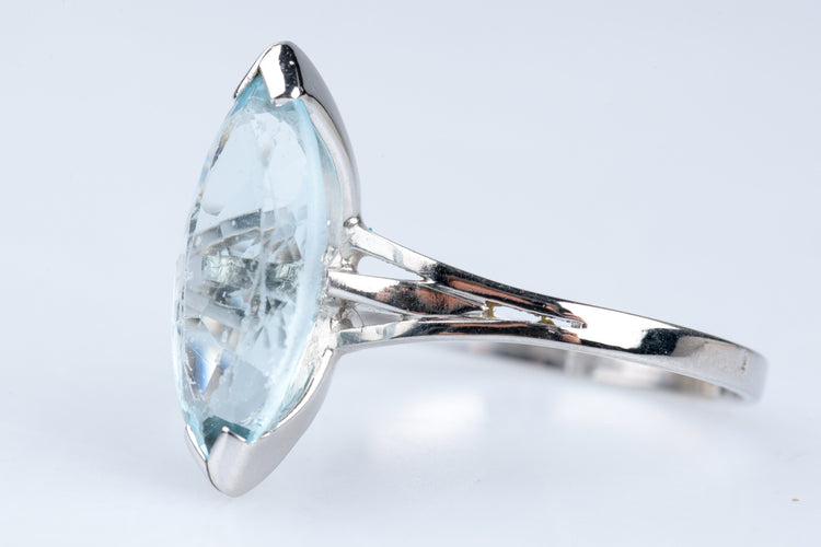 Bague 63 Bague Aigue-Marine 6.43 Carats Or Blanc 18 Carats 58 Facettes BGTOPOC402-107