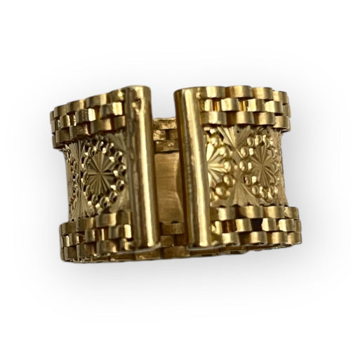 Bague 53 Bague or jaune anneau large à motif réglable 58 Facettes 149061006