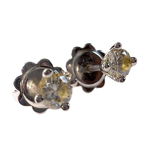 Bague Boucles d'oreilles solitaires contemporaines en or avec diamants 58 Facettes Q345B(121)