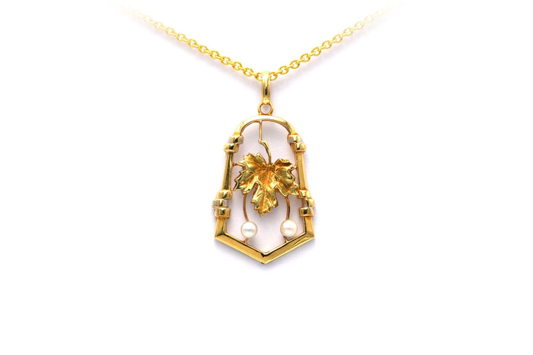 Pendentif Pendentif Art Nouveau or jaune serti de perles 58 Facettes 20414