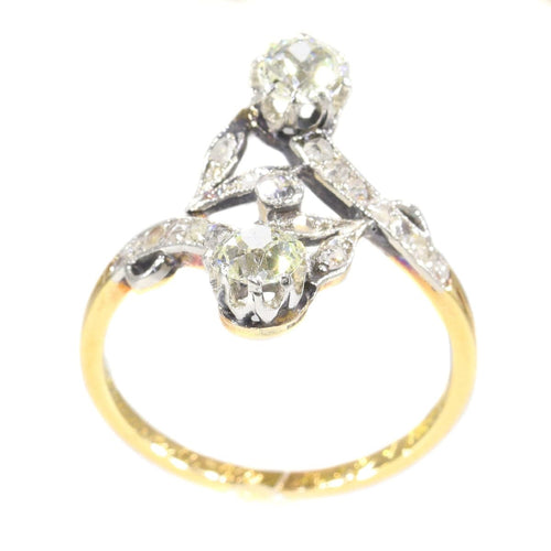 Vintage Belle Epoque diamond toi et moi engagement ring