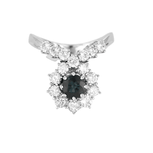 Bague 52.5 Bague aigrette or blanc, saphir et diamants 58 Facettes BA31