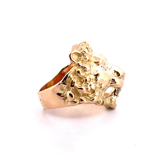 Bague Bague lion en or jaune massif 18 carats et diamants 58 Facettes