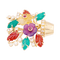 Clip "Fleurs" or jaune, diamants, rubis, pierres de couleur.