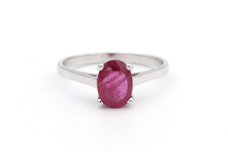 Bague 52 Bague contemporaine en or blanc sertie d'un rubis 58 Facettes 19408