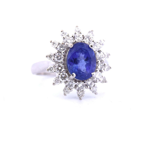 Bague 55 Bague en or blanc avec tanzanite et diamants 58 Facettes