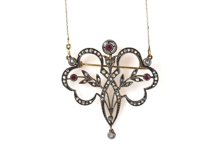 Collier Collier Art Nouveau avec diamants et rubis. 58 Facettes 10234