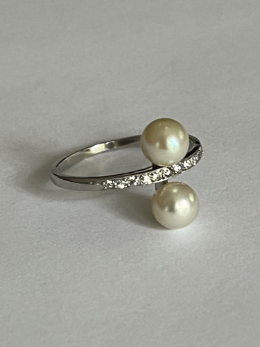 Bague 57 Bague Platine Perles Diamants 58 Facettes 5557