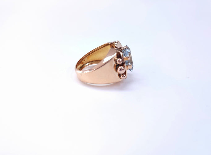 Bague 55 Bague Tank or rose et aigue-marine 58 Facettes BagTank.A.M-1725