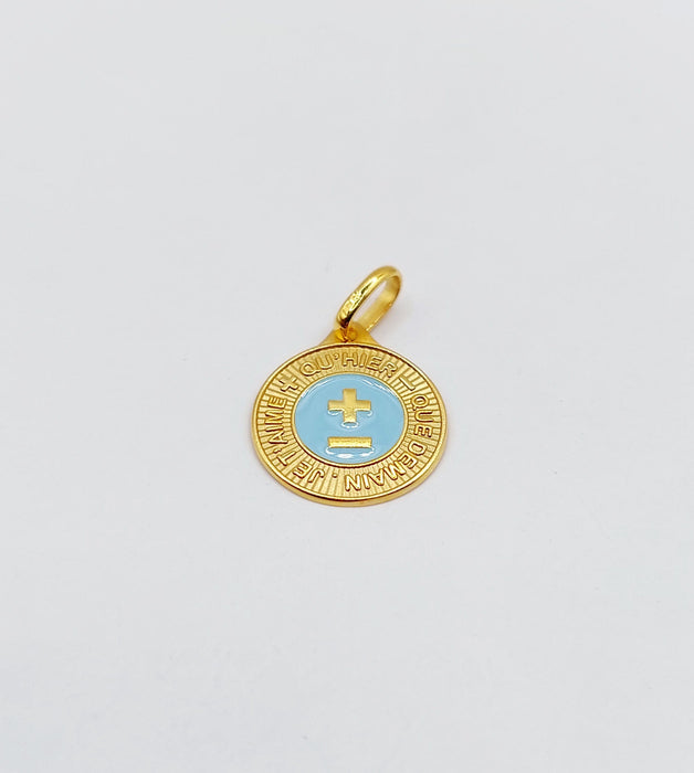 Pendentif AUGIS - Pendentif médaille d'amour or jaune  - L'Élégante Bleue ciel 58 Facettes J10798X000