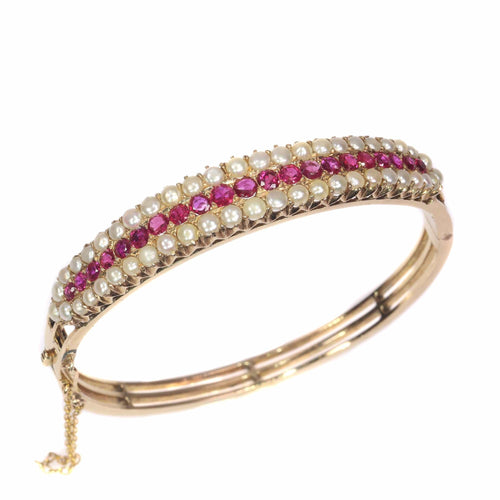 Bracelet Bijoux de la Grande Époque : Bracelet jonc victorien en rubis 58 Facettes 21273-0594