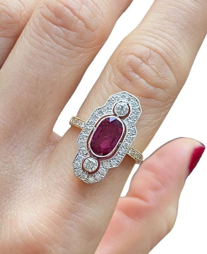 Bague 52.5 Bague style Art Déco en or jaune et platine 58 Facettes