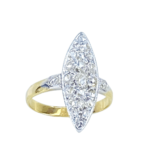 Bague 50 Bague marquise en or jaune et diamants, vers 1900 58 Facettes AB653