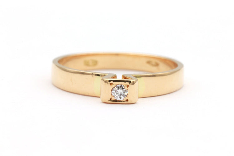 Bague 52 Bague contemporaine en or jaune sertie d'un diamant (0.03ct) 58 Facettes 22912