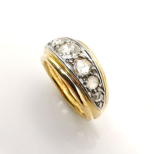 Bague Bague or platine diamants 58 Facettes