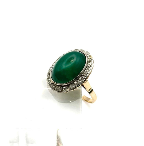Bague 52 Bague en or jaune et blanc avec jade vert et diamants 58 Facettes 50397
