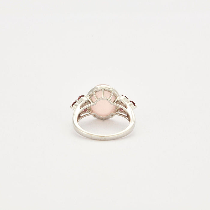 Bague 53 Bague or blanc quartz rose et tourmalines 58 Facettes