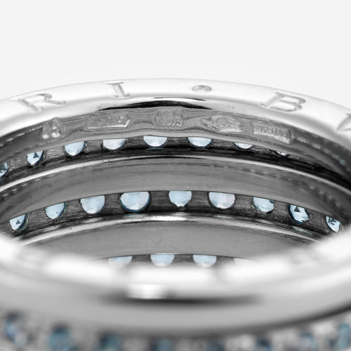 Bague 58 BULGARI - Bague B.Zero1 or blanc et topazes 58 Facettes