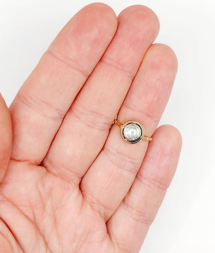 Bague solitaire antique or 14k diamant taille rose de Hollande de 6 mm