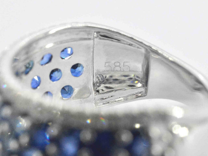 Bague 54 Bague en or blanc avec saphirs et diamants 58 Facettes 2355
