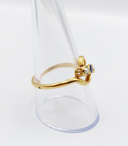 Bague 60 Bague antique pierre bleue et perles en or 18k 58 Facettes A06502