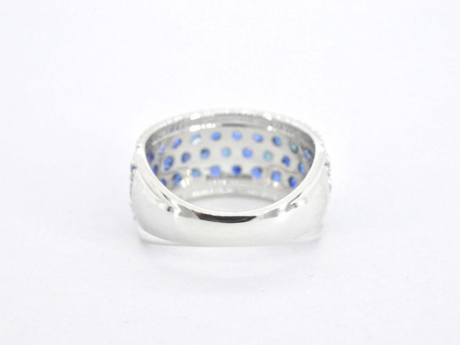 Bague 54 Bague en or blanc avec saphirs et diamants 58 Facettes 2355