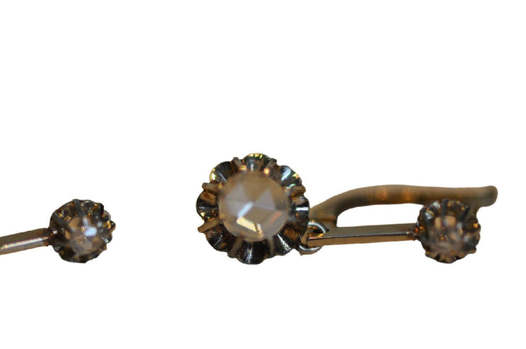 Boucles d'oreilles Boucles d'oreilles victoriennes en or jaune et diamants taille rose 58 Facettes