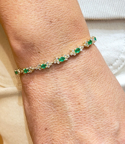 Bracelet Bracelet or jaune émeraude et diamants 58 Facettes