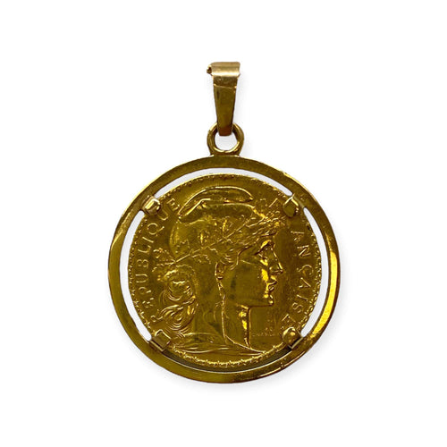 Pendentif Pendentif pièce or Napoléon 20 francs Marianne et Coq 1909 SANS LA PIECE 58 Facettes 330086250BIS
