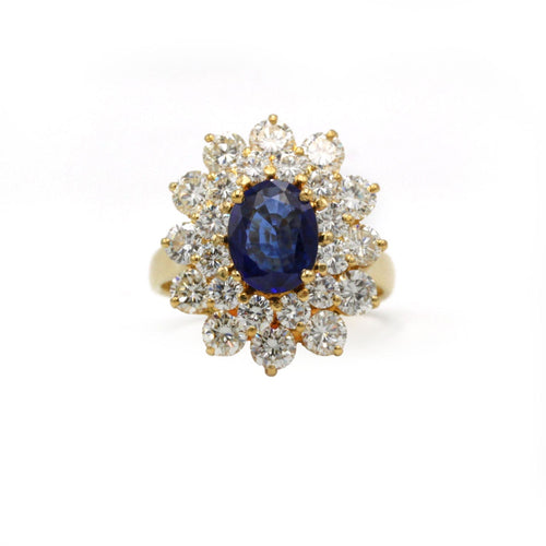 Bague Marguerite - Or jaune, Diamants & Saphir