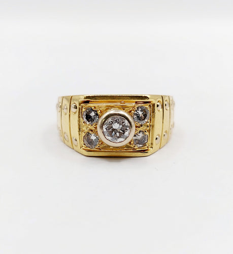 Bague 60 Bague chevalière Art Déco or jaune et diamants 58 Facettes A06309