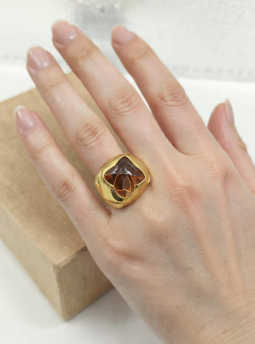 Bvlgari - Bague Piramide en or blanc et jaune et quartz citrine 58 Facettes