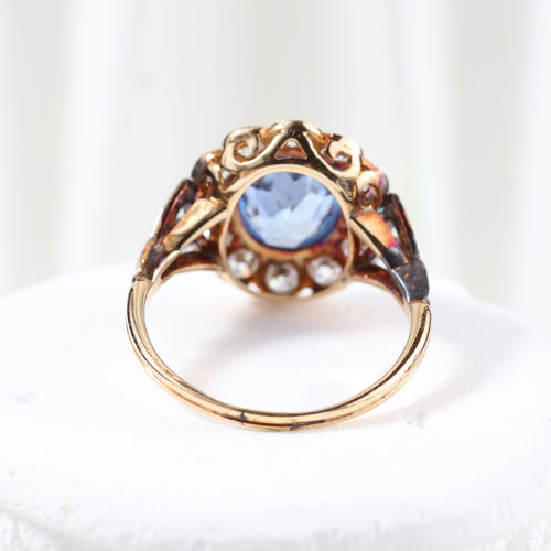 Bague Rosette vintage ornée de diamants et de spinelle 58 Facettes 131528H