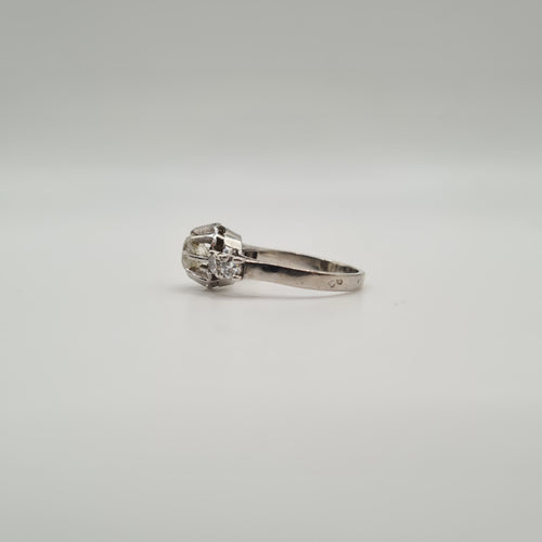 Bague 54 Bague or blanc, platine, diamants taille ancienne 58 Facettes