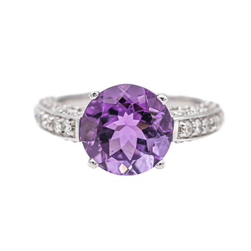 Bague 53 Bague Or blanc Améthyste, Diamant 58 Facettes 2845489CN