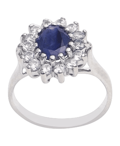 Bague Charmante Marguerite Or blanc 18K Saphir Diamant