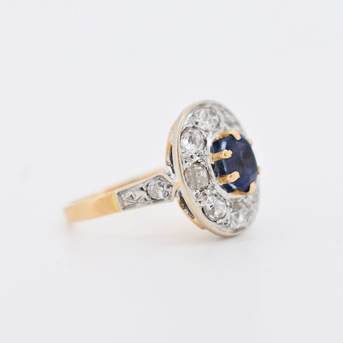 Bague Halo Vintage saphir et diamants