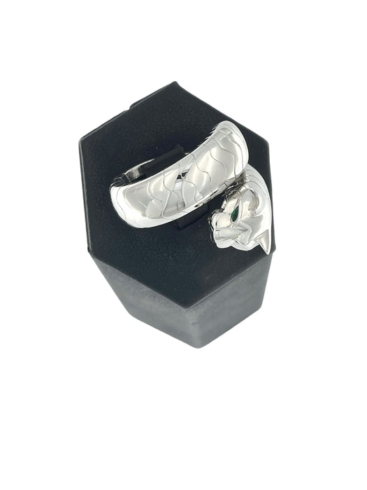 Bague 58.5 CARTIER - Bague Panthère Lakarda en or blanc, émeraudes et onyx 58 Facettes