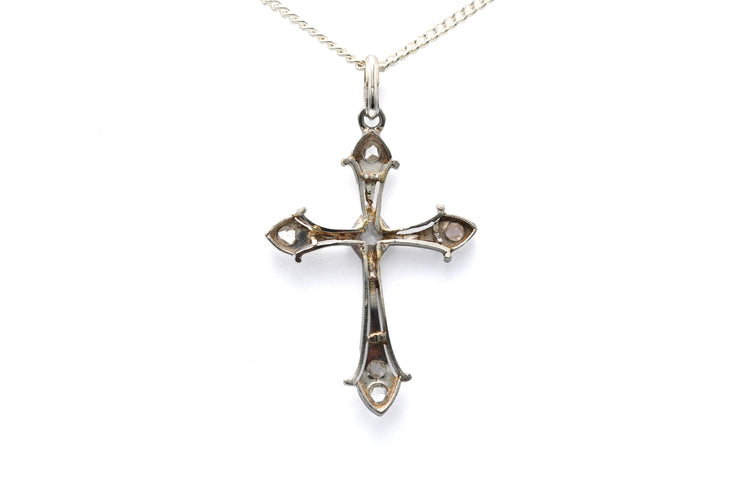 Pendentif Art Déco serti de diamants taille rose en or blanc 18 carats