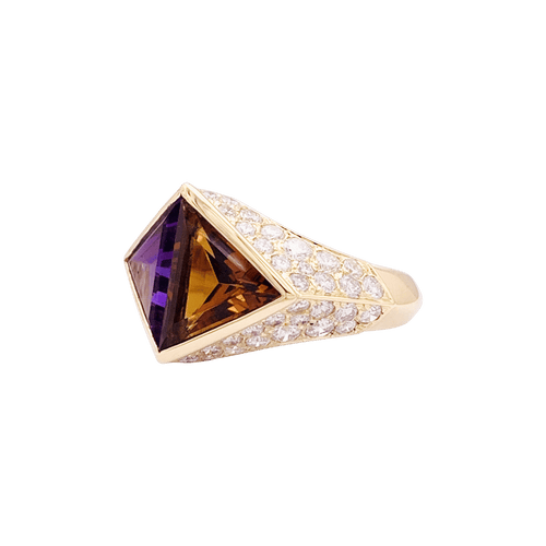 Bague O.J. Perrin, or jaune, citrine, améthyste et diamants.