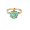Bague 55 Bague fleur en or jaune et turquoises 58 Facettes MONTE0352